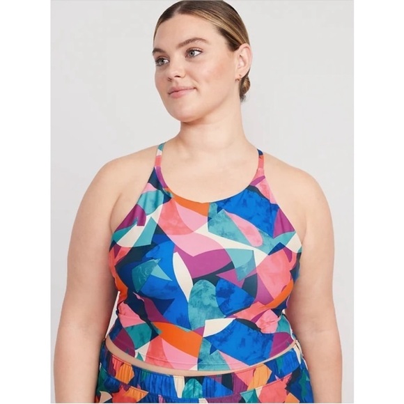 NWOT! Pink Geometric Light Support PowerSoft Longline Sports Bra - Small 🤎 - Picture 6 of 8